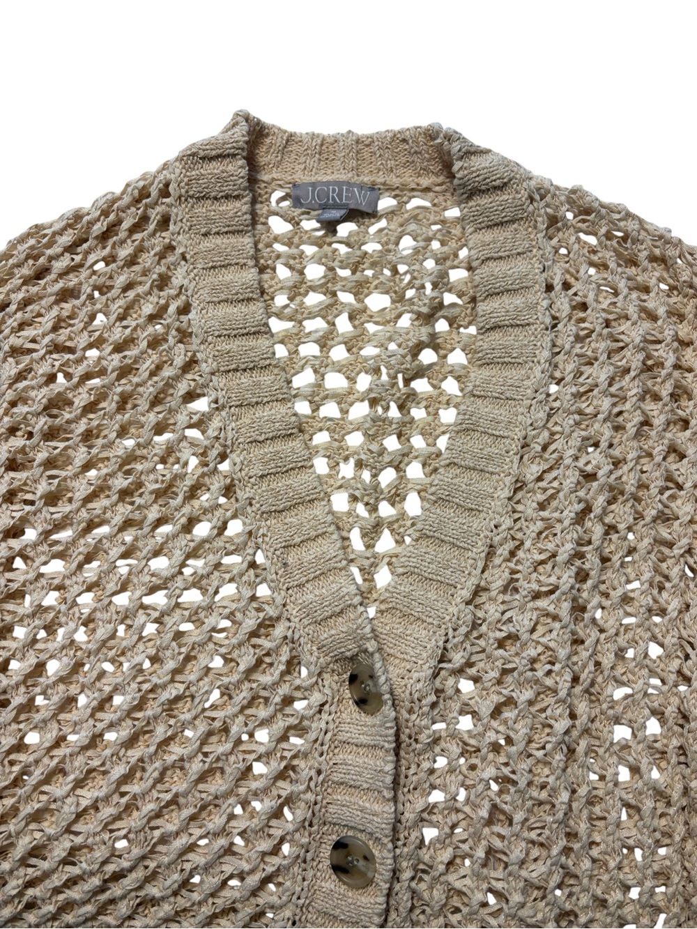 J. Crew Montauk Relaxed Cardigan M Cream Fisherman Beach Coverup Summer Nautical - Picture 3 of 7